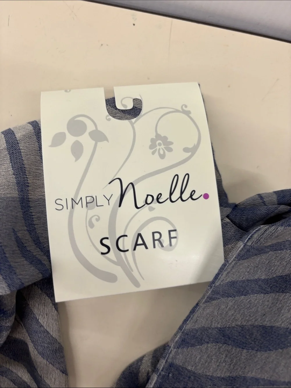 NWT Simply Noelle Blue and Gray Zebra Print Scarf